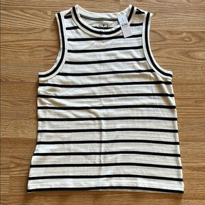 LOFT Black and White Striped Tank Top